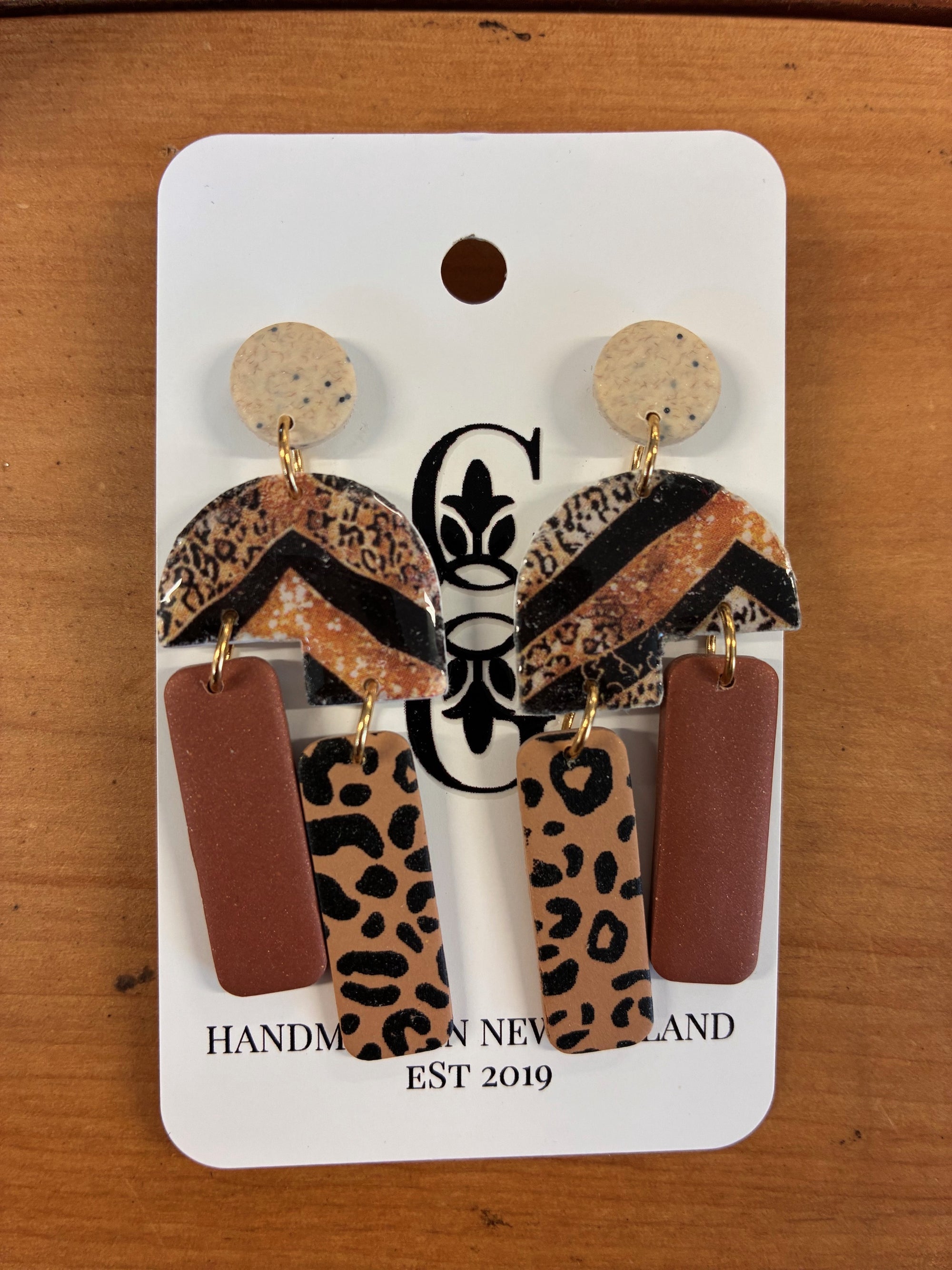 Clay Gossip - Earrings - Animal Print Dangly