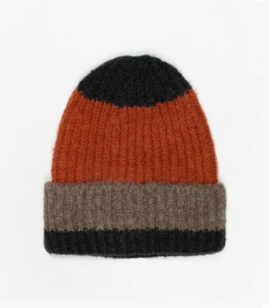 Kids Stripe Beanie - Rust