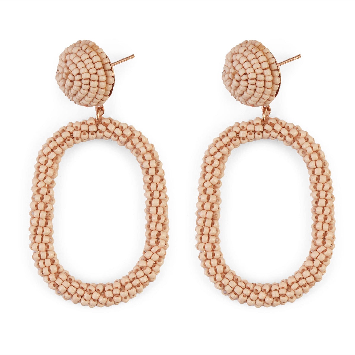 Beau Beige Beaded Dangly Earrings
