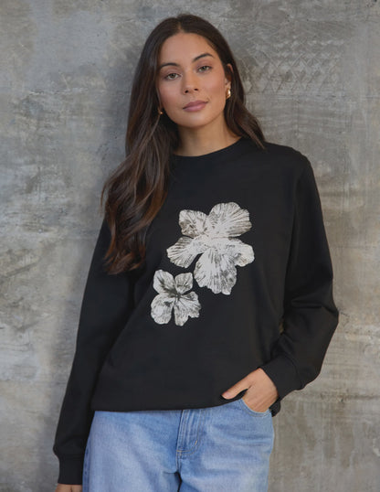 Stella + Gemma - Black Cocoa Blooms Sweat Shirt