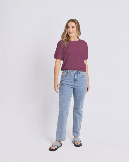 Foxwood | Blair Short Sleeve Knit | Plum