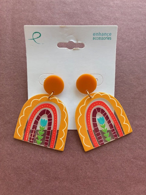 Enhance - Earrings - Bow Mustard