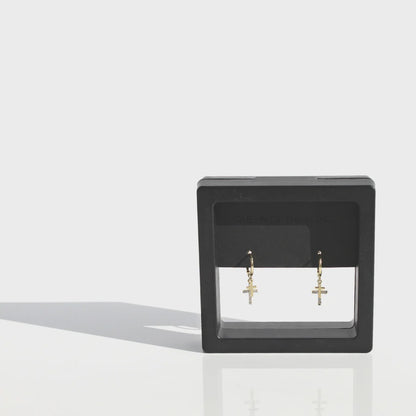 Queen of the Foxes | Earrings | Gold Huggies Petite Cross