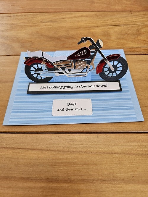 Cards By Flora | Greeting Card | Boys & Their Toys - 3D Motorbike