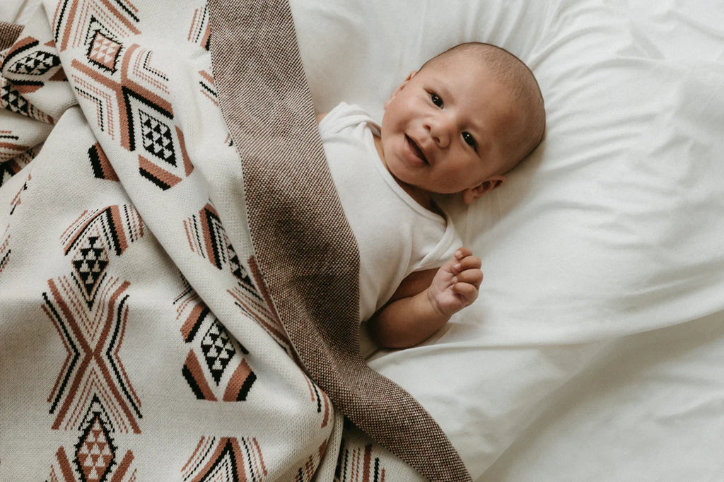 Hawaiiki Pepi - Tino Niho 100% Knitted Cotton Blanket - Brown