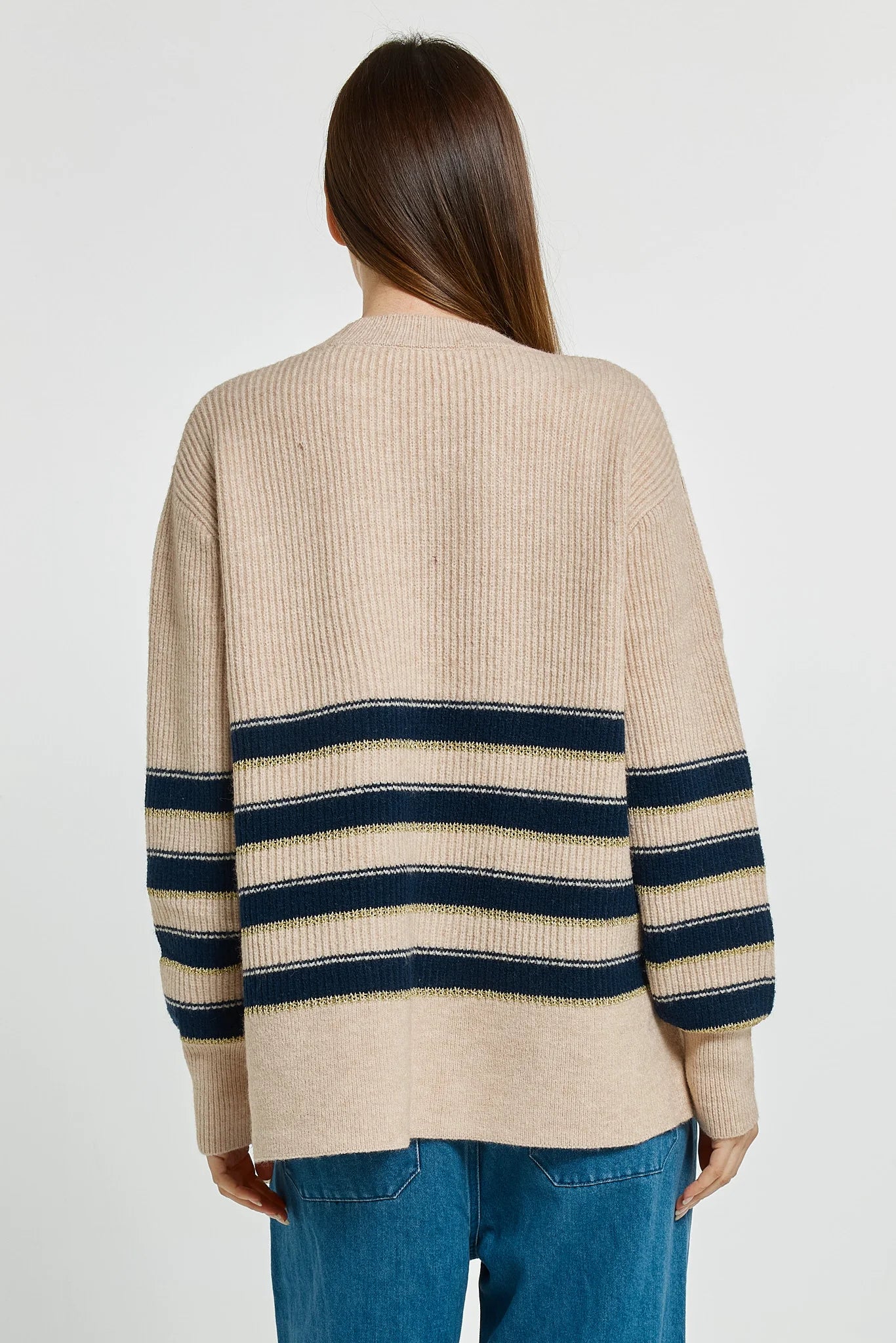 Betty Basics Camryn Knit Sweater - Navy/Cream/Gold