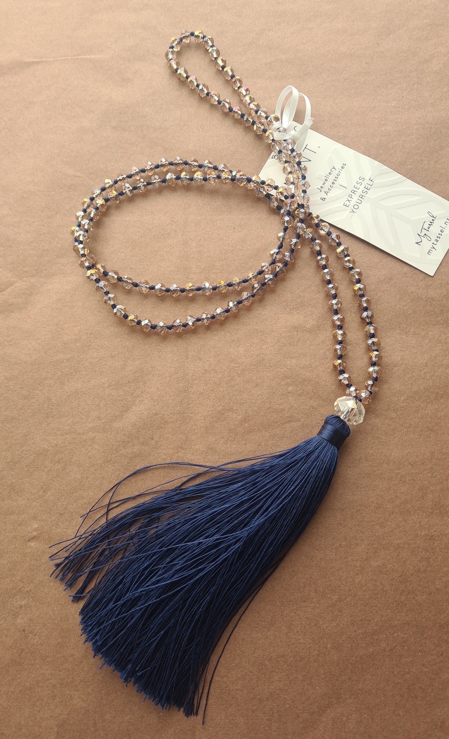 Necklace - Mint Crystal Tassel