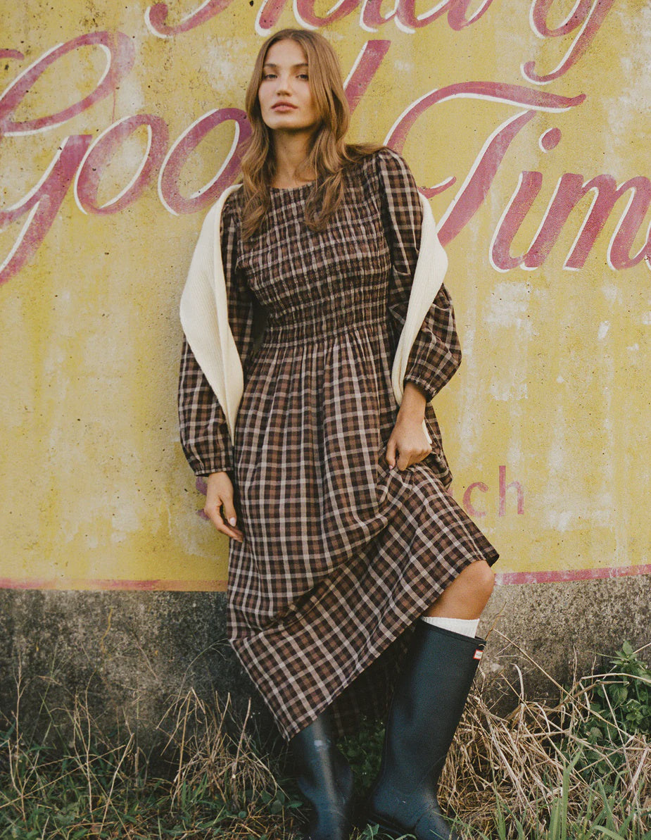 Foxwood Coco Check Dress - Coffee