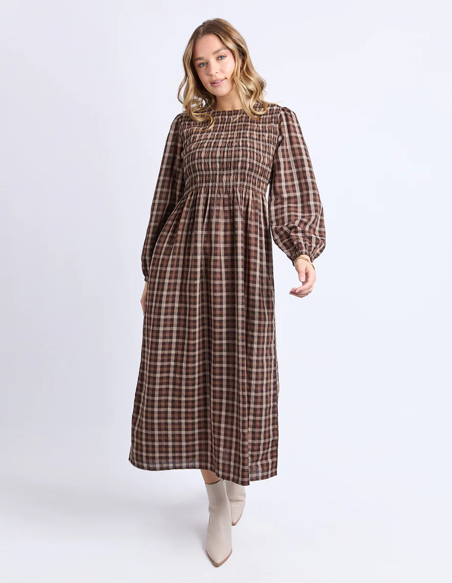 Foxwood Coco Check Dress - Coffee