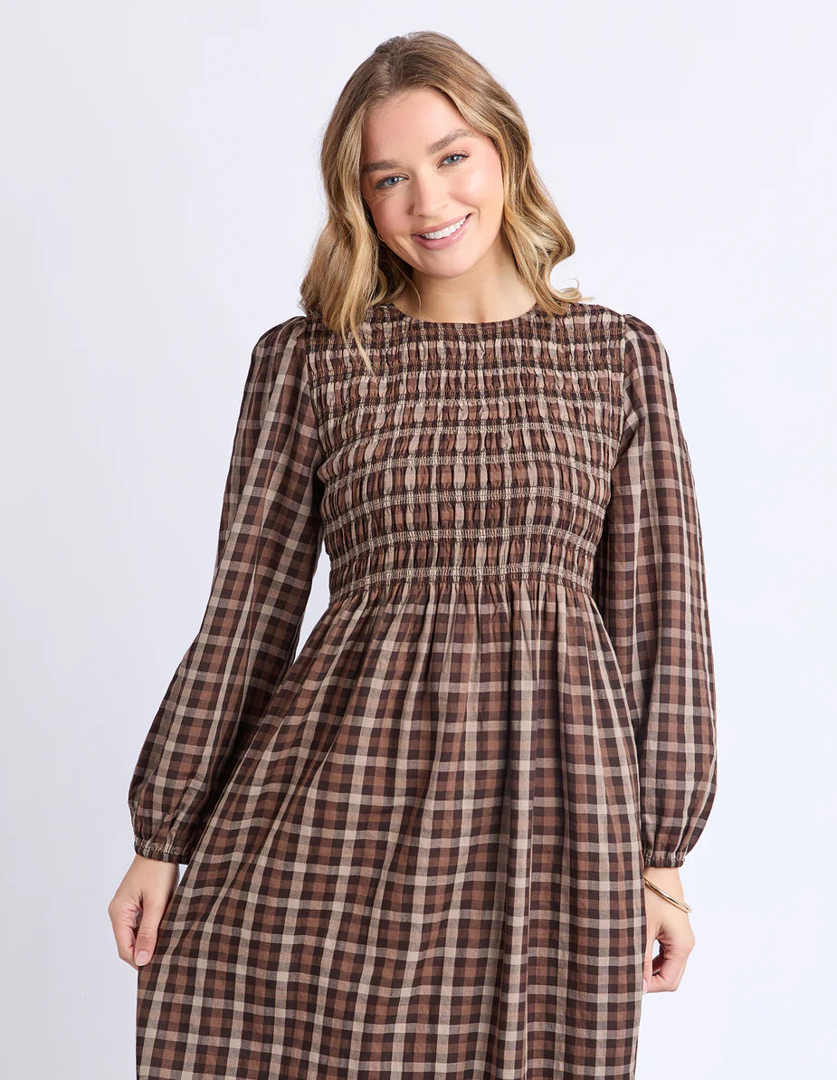 Foxwood Coco Check Dress - Coffee