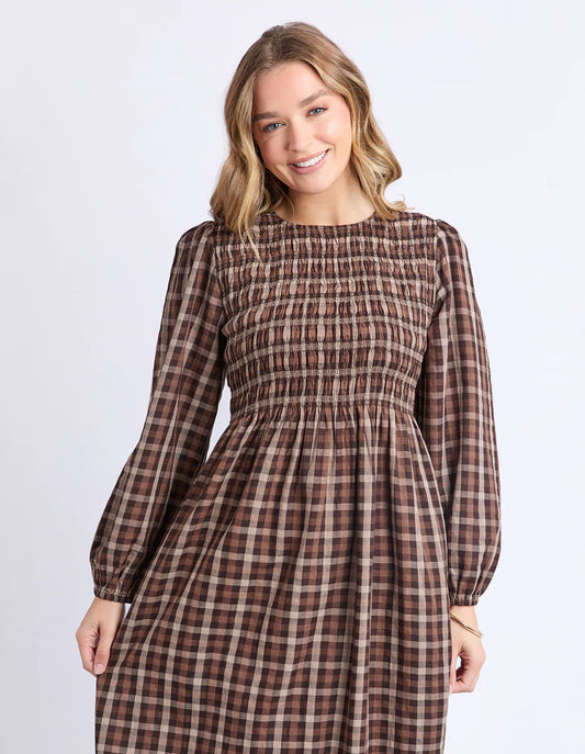Foxwood Coco Check Dress - Coffee