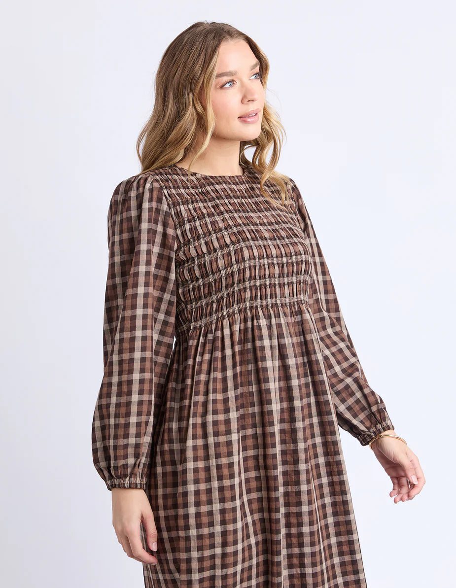 Foxwood Coco Check Dress - Coffee
