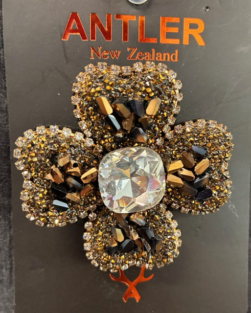 Antler - Brooch - Coffee Poppy