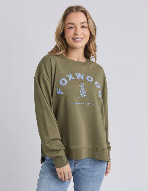 Foxwood Effortless Contrast Crew - Moss