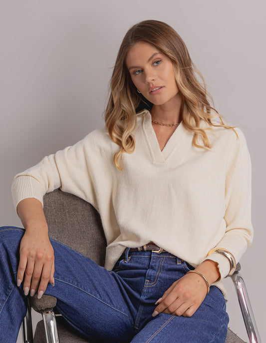 Foxwood Elea Knit Polo - Pale Yellow