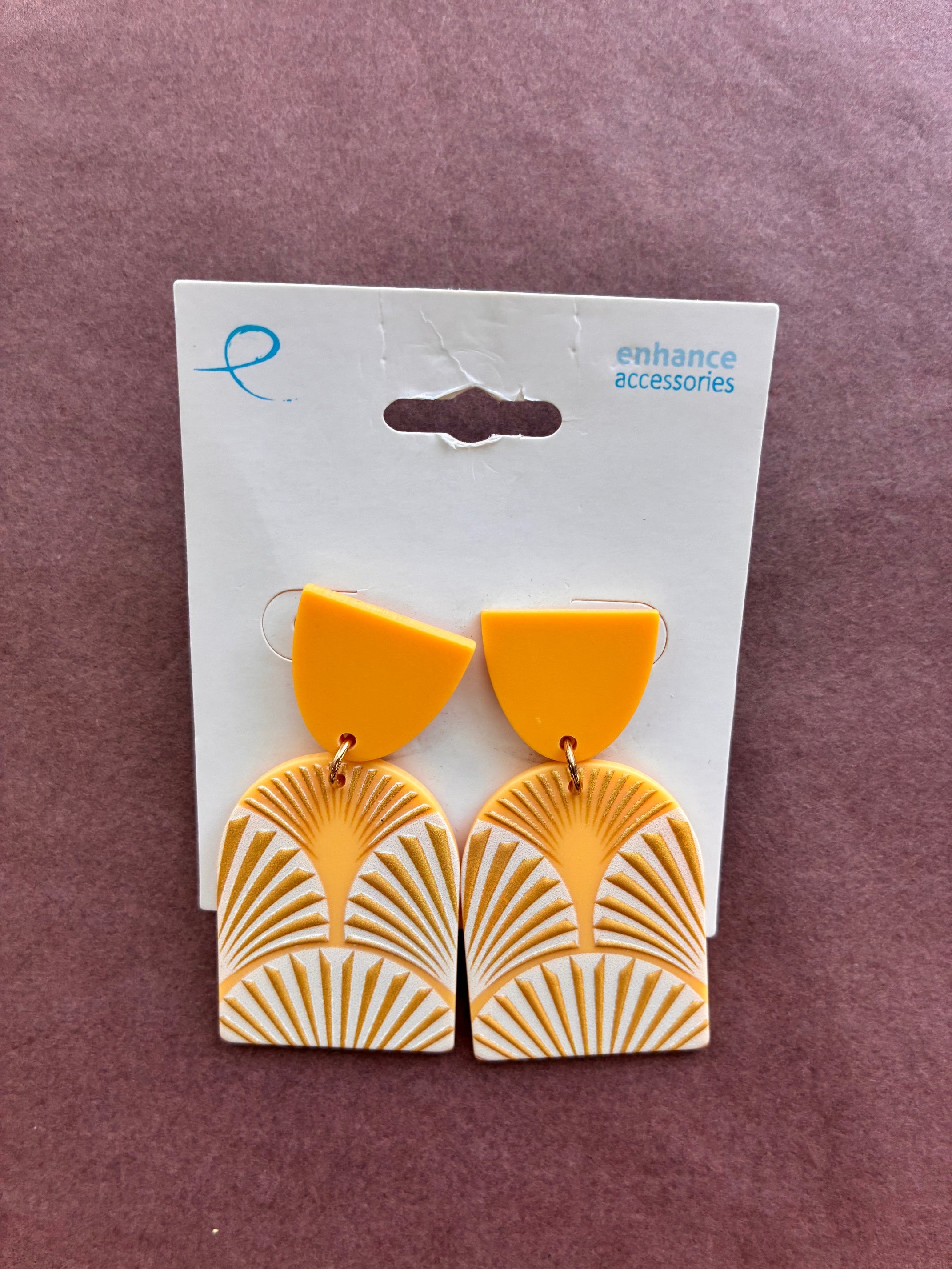 Yellow Art Deco Style Earrings