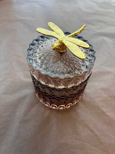 Dragonfly Tommy Glass Cannister Rose