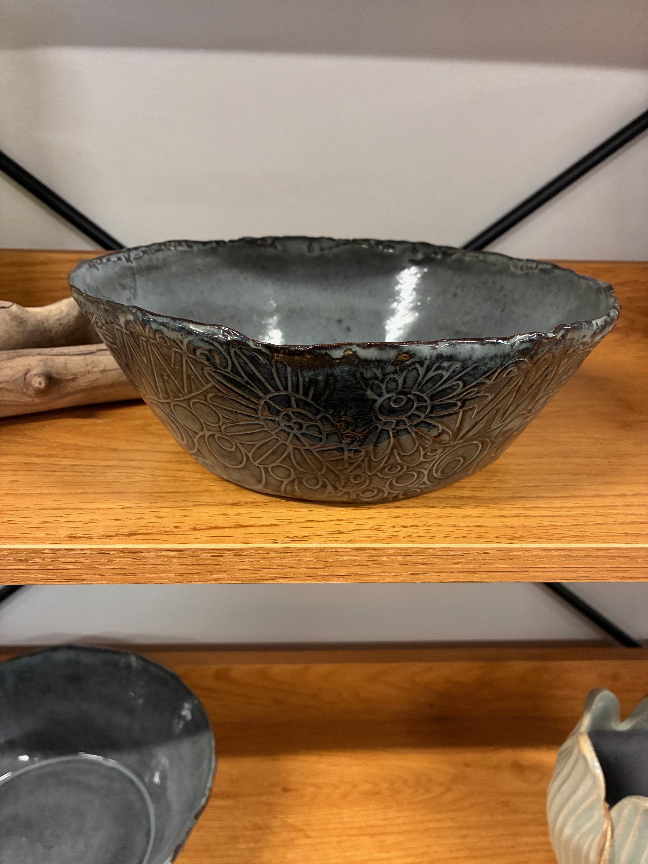 Handmade Clay Flower Print Bowl.