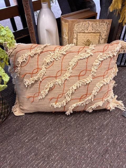 S & R - Ripples Embroidered Cushion Rust & Natural
