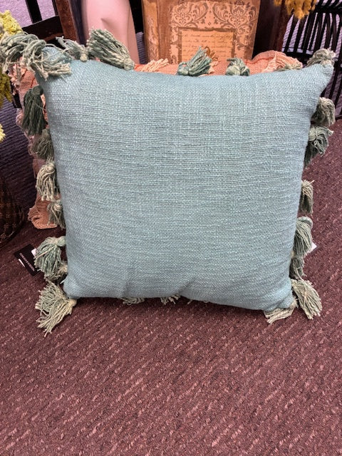 Stoneleigh & Roberson | Cushion | Teal & Green Tassles