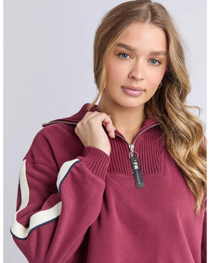 Foxwood Knit Collar Crew - Port