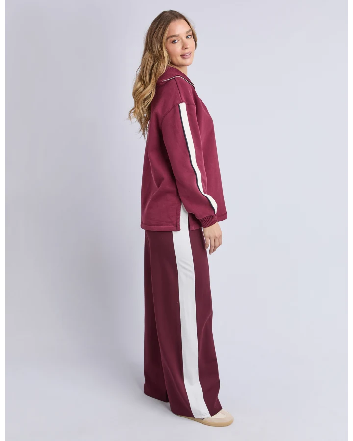 Foxwood Knit Collar Crew - Port