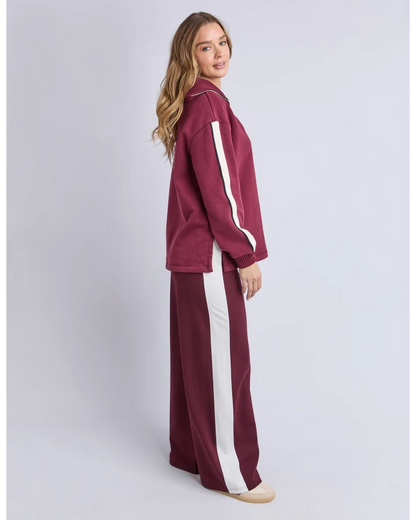 Foxwood Knit Collar Crew - Port