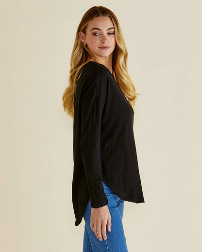 Betty Basics - Megan Long Sleeve Top - Black