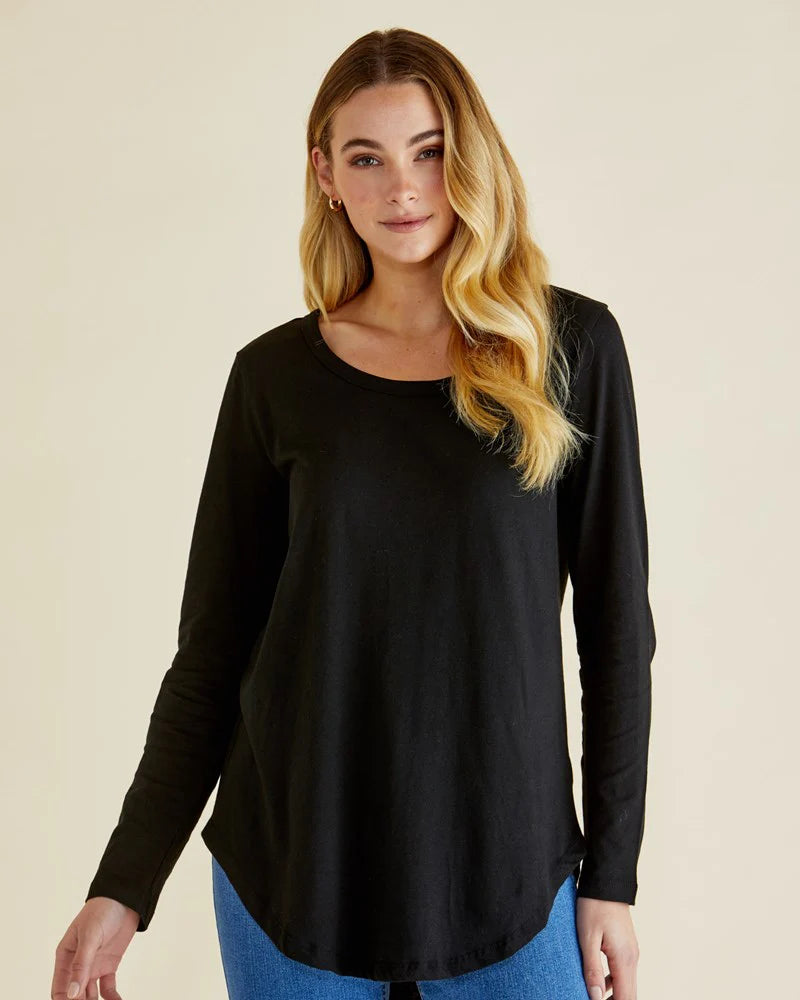 Betty Basics Megan Long Sleeve Top - Black