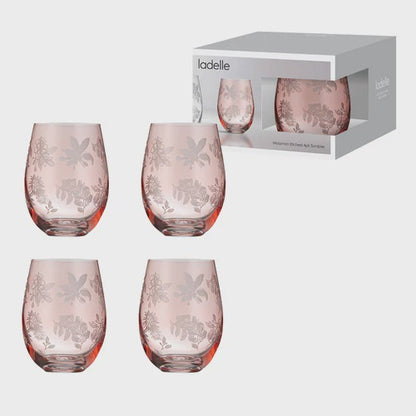 Mossman 4pc Blush Etched Tumbler Set