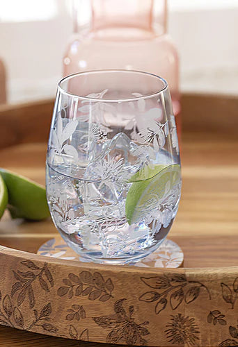 Mossman 4pc Blue Etched Tumbler Set