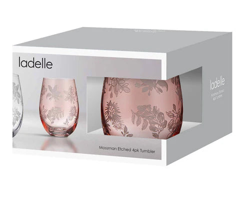 Mossman 4pc Blush Etched Tumbler Set