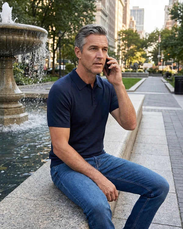 Acrux - Superfine Merino SS Polo - Navy