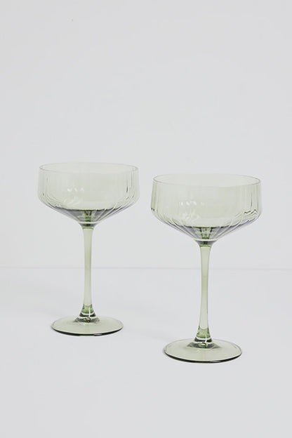 Set of 2 Olive Green Cocktail Glass