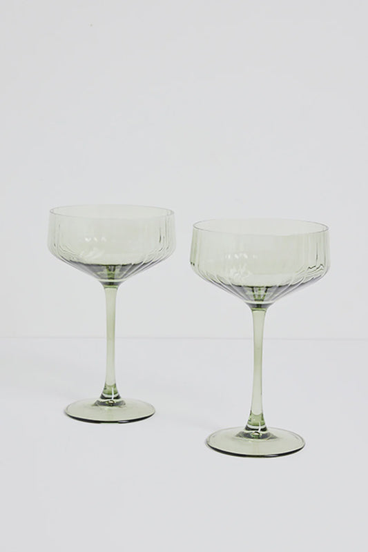 Set of 2 Olive Green Cocktail Glass