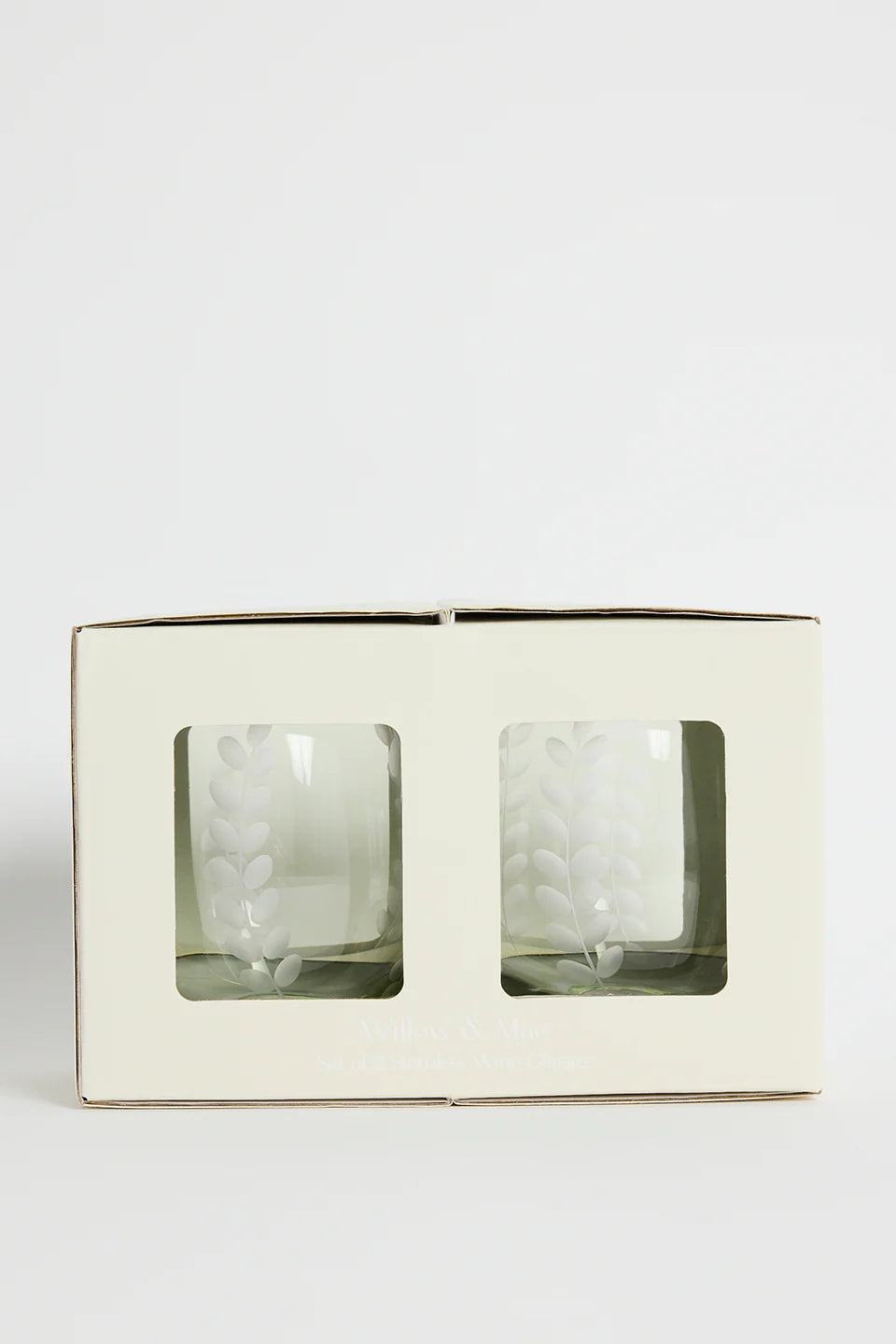 Set of 2 Stemless Olive Green Wine Glass