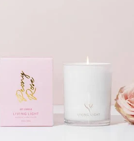 Living Light Peony Rose Large Candle 300g