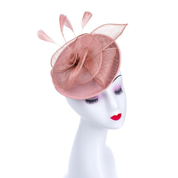 Fascinator - Elegant Designer Dusky Pink Headpiece