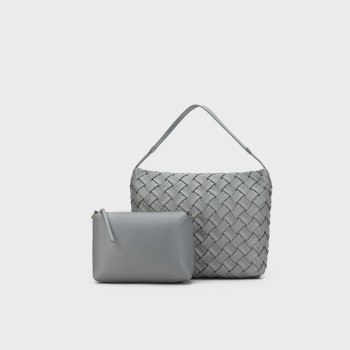 Raquel Grey Woven Shoulder Bag Set