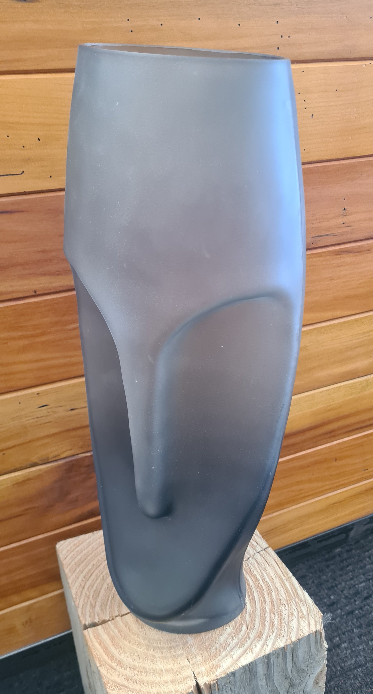 Smoked Glass Face Vase