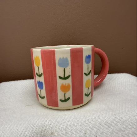 Backyard Ceramics - Striped Tulip Mug