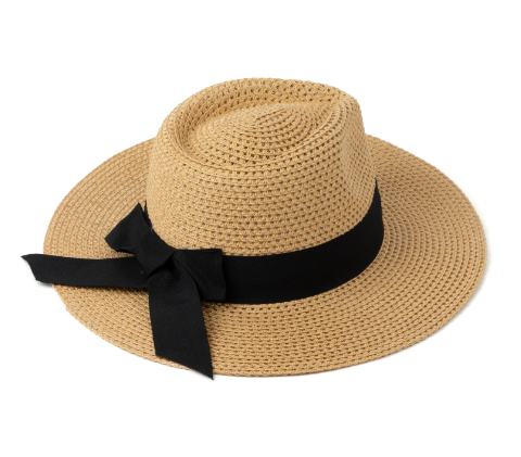 Stella + Gemma Natural Straw Hat Black Ribbon