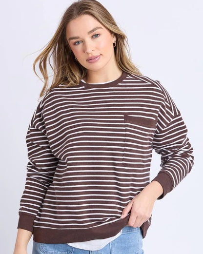 Foxwood | Original Stripe Crew | Coffee