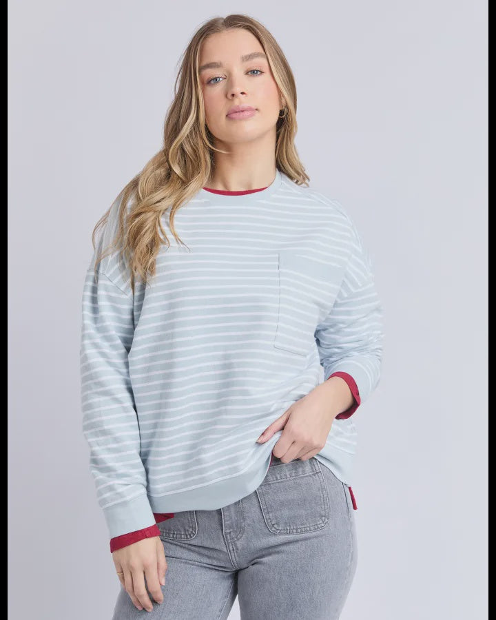 Foxwood Original Ice Blue Stripe Crew