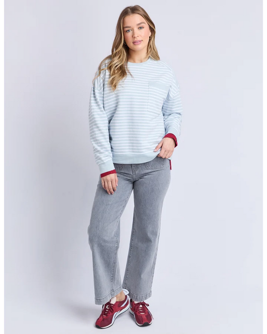 Foxwood Original Ice Blue Stripe Crew