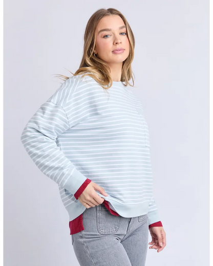 Foxwood Original Ice Blue Stripe Crew