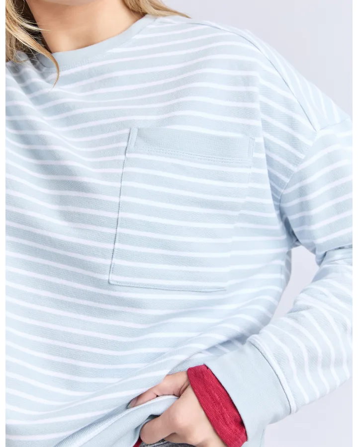 Foxwood Original Ice Blue Stripe Crew