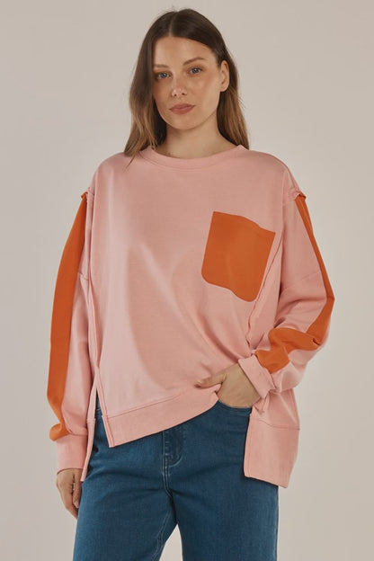Betty Basic - Tania Sweatshirt - Pink/Orange