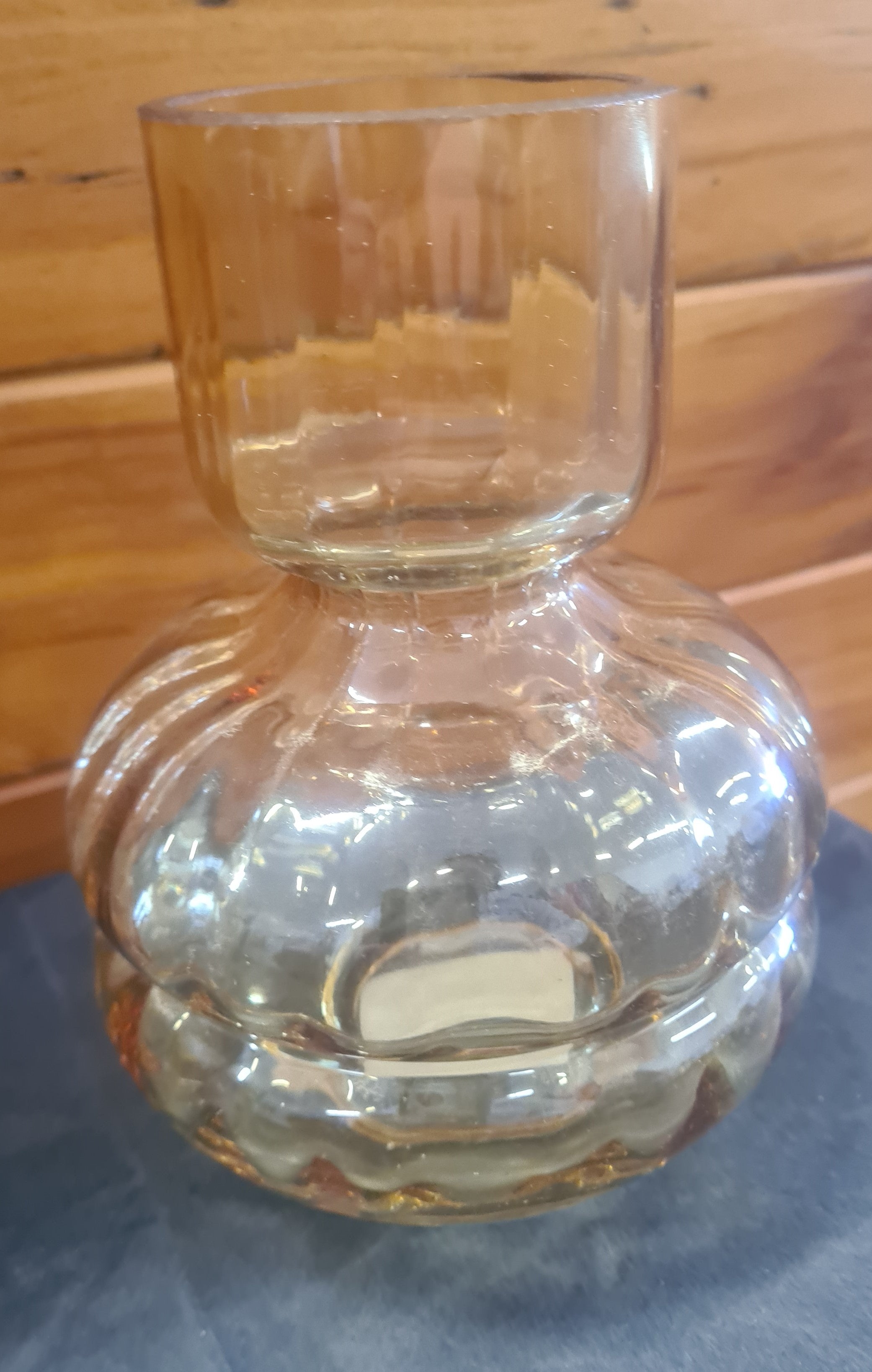 Tommy Squat Glass Vase Amber Small 15cm